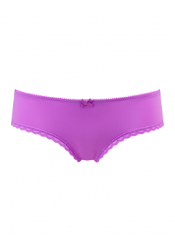 Gossard Smooth Cheekini-Violet Pink. Everyday smooth short with a stretch lace contour, Gossard lingerie, front short cut out
