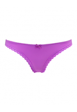 Gossard Smooth Flirtini -Violet Pink. Everyday smooth thong with a stretch lace contour, Gossard lingerie, front thong cut out
