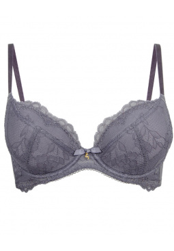 Superboost Lace Plunge Bra - Platinum. A perfect fit padded underwired bra. Gossard luxury lace lingerie, front product cut out