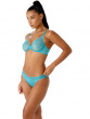 Glossies Lace Brief - Turquoise Sea. Sheer mesh brief with delicate floral lace , Gossard luxury lingerie, brief side model

