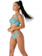 Glossies Lace Thong - Turquoise Sea. Sheer mesh thong with delicate floral lace , Gossard luxury lingerie, thong side model
