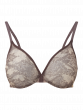 Glossies Sheer Moulded Bra - Snake Print. Sheer bra cup, almost see through lingerie. Gossard lingerie, front bra cut out
