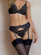 Encore Suspender-Black/Nude. Suspender with a contemporary lace , Gossard luxury lingerie, front hero model
