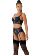 VIP Rapture Suspender in Black with exclusive guipure embroidery and lurex finish. Gossard lingerie, suspender side model
