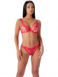 VIP Audacious Half Padded Plunge Bra in Red is sultry and seductive. High apex bra shape. Gossard lingerie, front bra model
