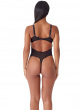 VIP Taboo Non Padded Balcony Body in Black with intricate embroidery and sheer body. Gossard lingerie, back body model
