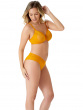 Glossies Cheeky Short- Mango Sorbet. Sheer cheeky short, almost see-through lingerie. Gossard lingerie, DD+ short side model
