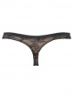 Retrolution Thong- Black.  Decorative bow detail and lace design on the front, Gossard luxury lingerie, back thong cut out
