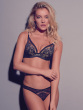 Encore Thong - Black/Nude.Thong with a contemporary lace, Gossard luxury lace lingerie, front hero model
