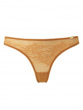 Glossies Lace Thong  -Spiced Honey . Sheer mesh thong with delicate floral lace, Gossard luxury lingerie, front thong cut out
