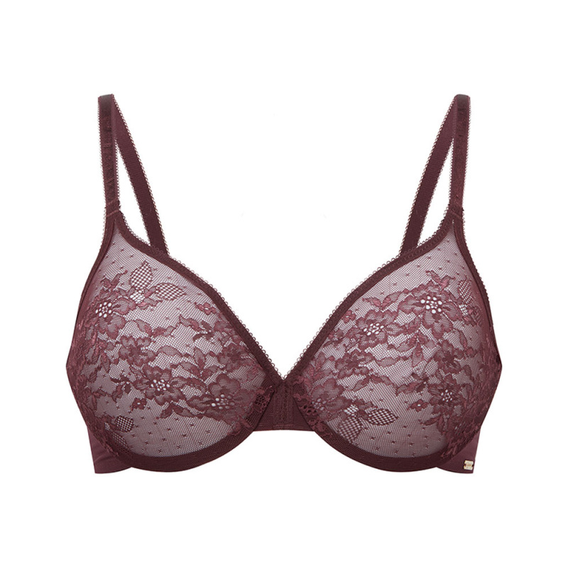 Glossies Lace Moulded Bra - Fig | Sheer Bras | Gossard
