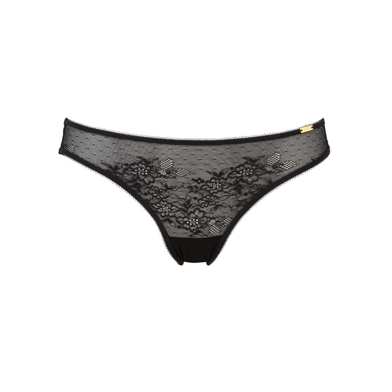 Glossies Lace Thong | Black Lingerie - Knickers | Gossard
