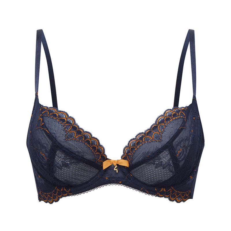 Superboost Lace Non Padded Plunge Bra - Midnight Blue/Gold