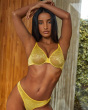 Glossies Lace Thong  - Primrose . Sheer mesh thong with delicate floral lace, Gossard luxury lingerie, front hero model
