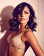 Glossies Lace Sheer Moulded Bra - Nude. Moulded lace sheer bra, Gossard luxury lingerie, side hero model
