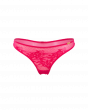 Glossies Lace Thong  - Hot Pink . Sheer mesh thong with delicate floral lace, Gossard luxury lingerie, front thong cut out

