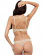 Glossies Lace Thong  - Nude . Sheer mesh thong with delicate floral lace, Gossard luxury lingerie, thong back model

