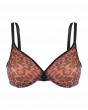 Glossies Sheer Moulded Bra -Black/Red. Sheer bra cup, almost see through lingerie. Gossard lingerie, front bra cut out
