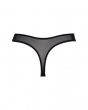 Glossies Lotus Thong-Black. Sheer thong with vintage style lace, Gossard luxury lingerie, back thong cut out
