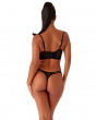 VIP Captivate Strappy Thong - Black/ Nude. Lurex Art Deco inspired embroidery thong, Gossard lingerie, thong back model
