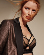 VIP Captivate Longline Padded Plunge Bra-Black/ Nude. Graduated Padded cups bra, Gossard luxury lingerie, side hero model
