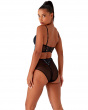 VIP Confession Brazilian High Waisted- Black/Teal. Soft-sheen satin with sheer back, Gossard lingerie, brief back model

