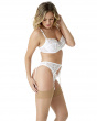 Fiesta Strappy Thong - White Sparkle. Opalescent shimmer and embroidery details thong, Gossard lingerie, DD+ thong side model
