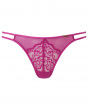 Suspense Thong- Fuchsia. Stretch lace made with recycled yarns, Gossard luxury lingerie, front thong cut out
