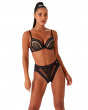 Contradiction Padded Plunge Bra- Black/Silver. Graphic lace with lurex detailing bra , Gossard lingerie , bra front model
