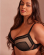 Contradiction Padded Plunge Bra- Black/Silver. Graphic lace with lurex detailing bra , Gossard lingerie , side hero model
