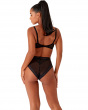 Contradiction Non Padded Balcony - Black/Silver. Graphic lace with lurex detailing bra, Gossard lingerie, back bra model
