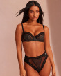 Contradiction High Waisted Brazilian -Black/Silver. Graphic lace with lurex detailing brief , Gossard lingerie, front hero model
