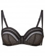 Contradiction Non Padded Balcony - Black/Silver. Graphic lace with lurex detailing bra, Gossard  lingerie, front bra cut out
