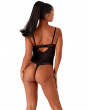 Contradiction Body - Black/Silver. Graphic lace with lurex detailing body, Gossard luxury lingerie, body back model
