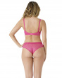 Glossies Cheeky Short- Magenta. Sheer cheeky short, almost see-through lingerie. Gossard lingerie, DD+ short back model
