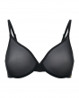 Glossies Sheer Moulded Bra - Black. Sheer bra cup, almost see through lingerie. Gossard luxury lingerie, front bra cut out
