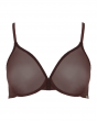 Glossies Sheer Moulded Bra - Brown. Sheer bra cup, almost see through lingerie. Gossard luxury lingerie, front bra cut out
