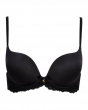 Superboost Lace T-Shirt Bra - Black. Excitement of the push up shape & the fine lace. Gossard lingerie front product cut out
