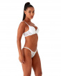 Superboost Lace Tanga - White. Full front and back lace panels. Sizes XXS to XL. Gossard luxury lingerie, model side image
