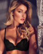 Superboost Lace Plunge Bra - Black. A perfect fit padded underwired bra. Gossard luxury lace lingerie, model front hero image
