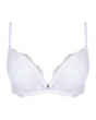 Superboost Lace Plunge Bra - White. A perfect fit padded underwired bra. Gossard luxury lace lingerie, front product cut out
