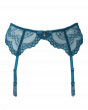 Superboost Lace Suspender - Ink Blue. Gossard luxury lace lingerie collection, complete lingerie set, front product cut out
