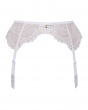 Superboost Lace Suspender - White. Gossard luxury lace lingerie collection, complete lingerie set, front product cut out
