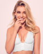 7718_WHT_4.png White non padded underwired Superboost Lace bralet. Luxury lingerie from Gossard, model front hero image
