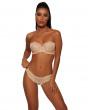 Superboost Lace Brief - Nude. Fine mesh back and sides for added comfort. Gossard luxury lingerie, model front image
