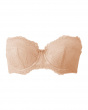 Superboost Lace Multiway Bra - Nude. Padded underwired strapless bra. Gossard luxury lace lingerie, front product cut out