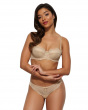 Superboost Lace Multiway Bra - Nude. Padded underwired strapless bra. Gossard luxury lace lingerie, model front image