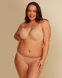 Superboost Lace Brief - Nude. Fine mesh back and sides for added comfort. Gossard luxury lingerie, model front hero image
