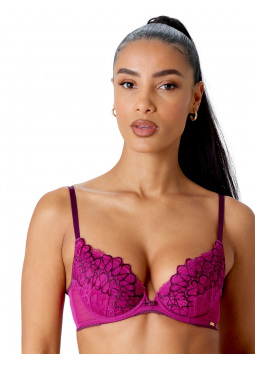 Swirl Padded Plunge Bra - Raspberry