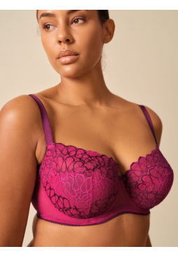 Swirl Non Padded Balcony Bra - Raspberry